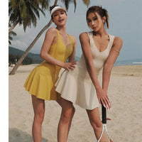 Tennis Dress Female Sleeveless Sport Suits Training Running Fitness Short Skorts Golf Badminton Tracksuits Padded Yoga Skirts - Buy online at  Vibe In Cart.