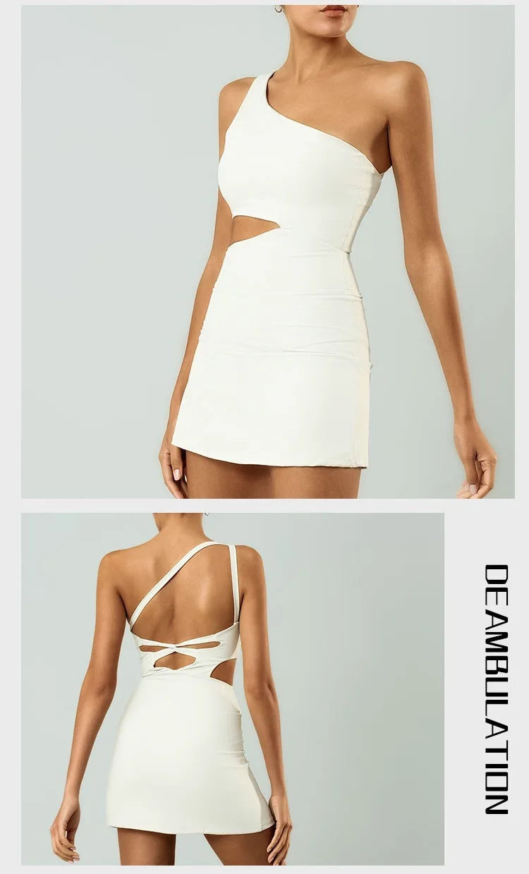 Women's Slim Fit Sleeveless Tennis Dress in Nylon Elastane with Chest Pads