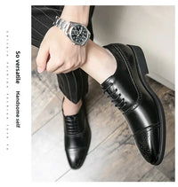 Black Fashionable Oxford Shoes Large Size Casual Business Leather Shoes Wedding Ceremony Shoes Carved Block Design Rubber Sole - Buy online at  Vibe In Cart.