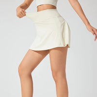 Athleisure Sports Running Gym Short short Breathable Elastic Solid 2 in 1 White Women's Skirt Tennis Dress with Side Pocket - Buy online at  Vibe In Cart.