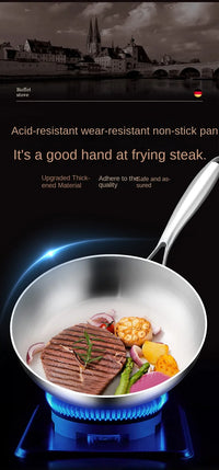 316 Stainless Steel Frying Pan Wok NonStick Pan Fried Steak Pot Uncoated Kitchen Cookware For Gas Stove and Induction Cooker Wok - Buy online at  Vibe In Cart.