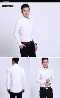 Men's French cufflinks shirt, men's slim fit long sleeved business sleeve nail free business formal men's solid color shirt - Buy online at  Vibe In Cart.