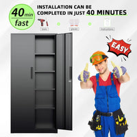 71" H Garage Storage Cabinet with Wheels,Metal Cabinets with 4 Adjustable Shelves and 2 Locking Doors for Garage,Home,Office - Buy online at  Vibe In Cart.