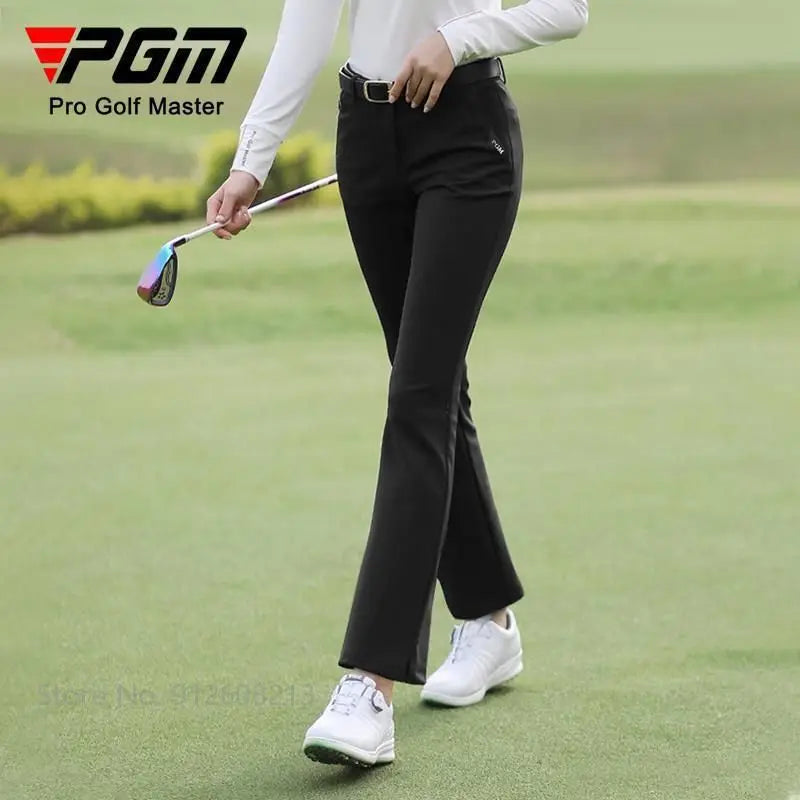 Women's Warm Elastic Golf Flared Slim Pants with Pocket