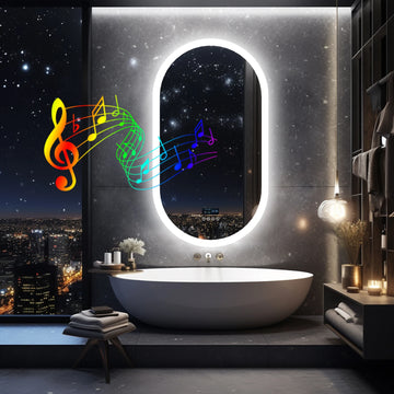 LUVODI Lighted Bluetooth Bathroom Mirror Led Backlit Illuminate Vanity Mirror with Time Date Display Anti-fog - Buy online at  Vibe In Cart.