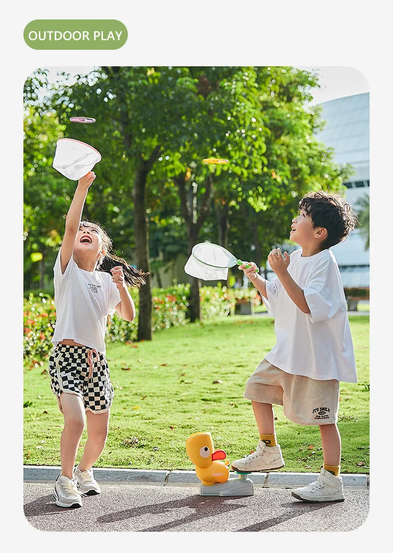 Air Discs Launcher Childern Toys Indoor Outdoor Games Soaring Machine Flying Disc Saucer Foot Launcher Kids Jump Spoorts Toy