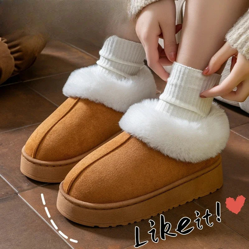 Anti-slip Shoe Thick Plush Snow Boots 2025 New Women Faux Suede Platform Fur Winter Boots Woman Slip On Warm Cotton Padded Shoes - Buy online at  Vibe In Cart.