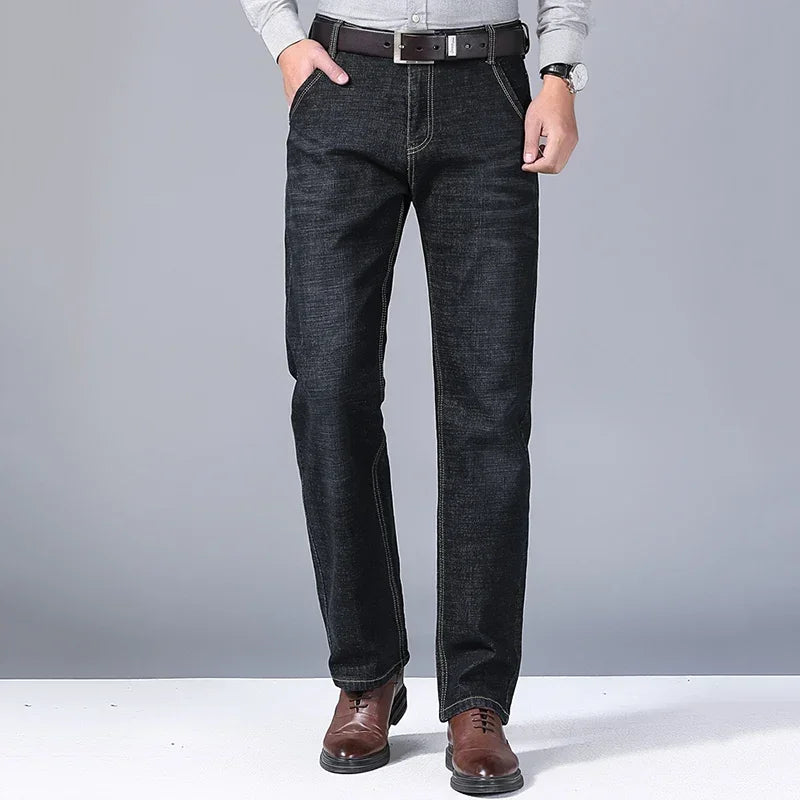 Men's Straight Leg Stretch Denim Jeans for Casual Wear
