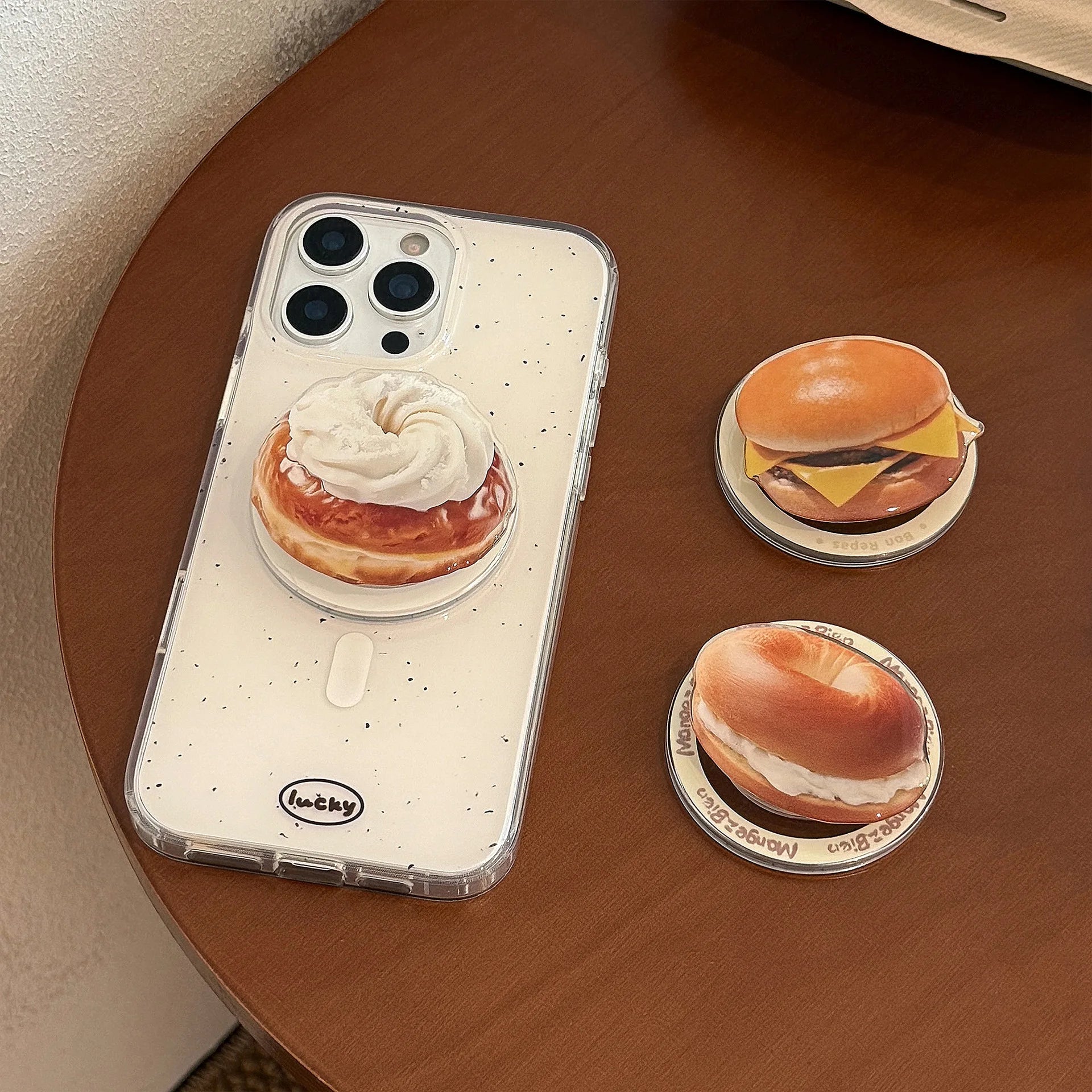 Foldable Magnetic Phone Holder with Cartoon Food Theme