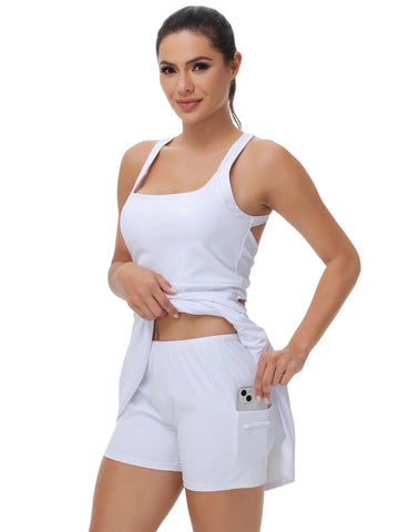 Tennis Golf Dress Yoga Fitness Halter Dress Women's 2-Piece Set Built-In Leggings Detachable Summer Cute Light and Breathable Fa - Buy online at  Vibe In Cart.