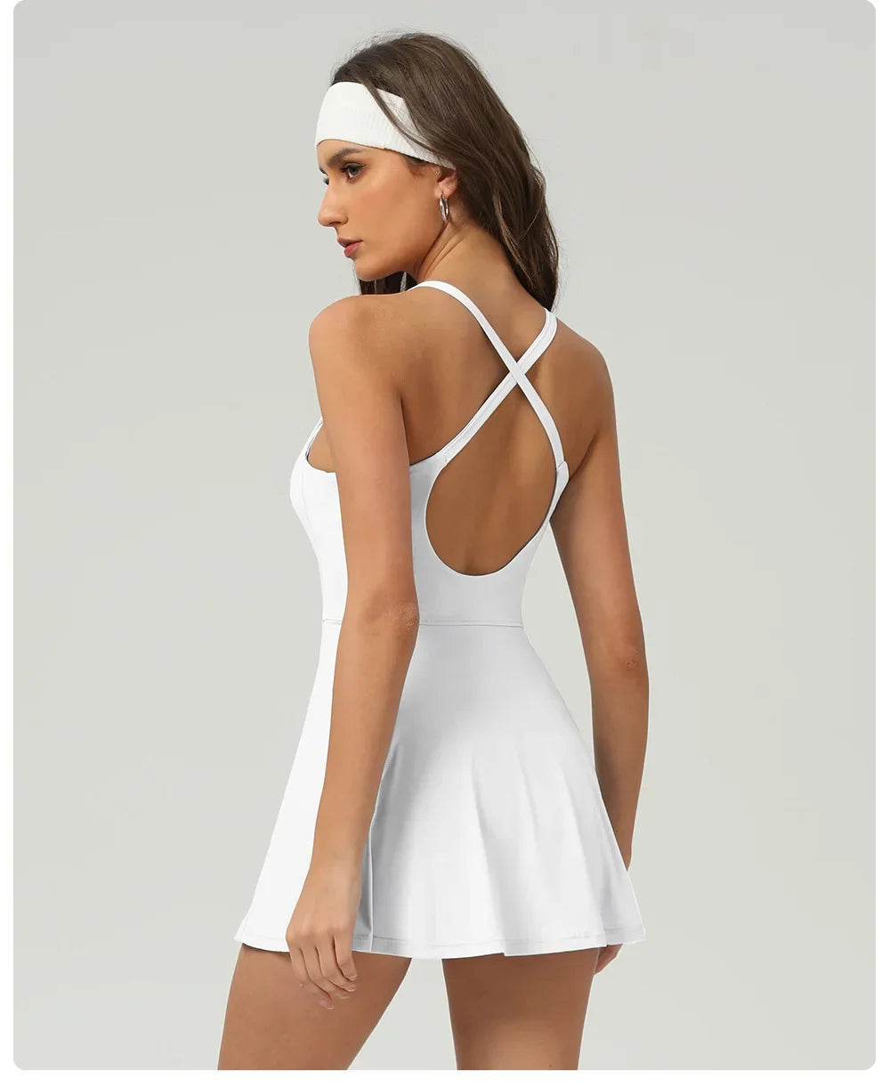 Ice Sensation Tennis Dresses Women Summer Breathable Slim Sport Active Dresses Outdoor Soft Yoga Golf  Workout Clothes 2025