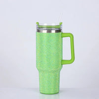 40oz Stainless Steel Insulated Tumbler with Rhinestones and Straw