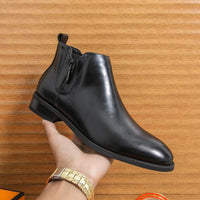 British Style Men's Chelsea Boots Casual Leather High Top Shoes Versatile Male Ankle Boots New Leather Man Business Shoes Botas - Buy online at  Vibe In Cart.