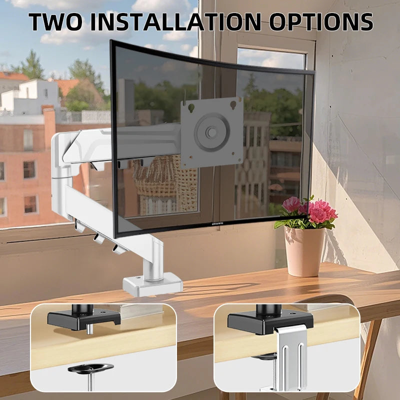 Adjustable Gas Spring Single Monitor Arm for 13-32 Inch Screens with Clamp Stand