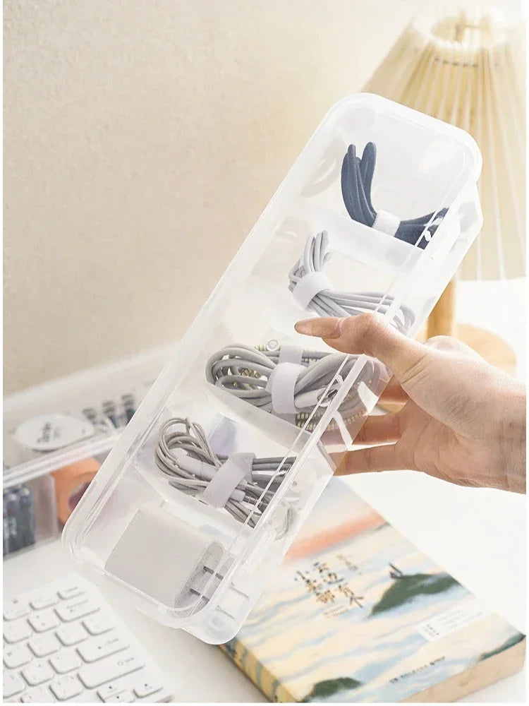 Transparent Plastic Cable Storage Box With Lid And Grid