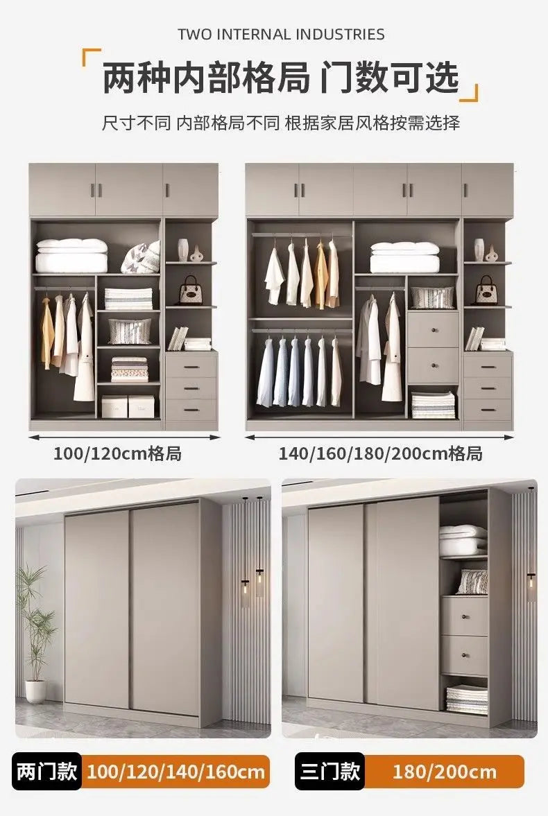 All solid wood sliding door wardrobe household bedroom strong and durable rental room special simple explosion - Buy online at  Vibe In Cart.