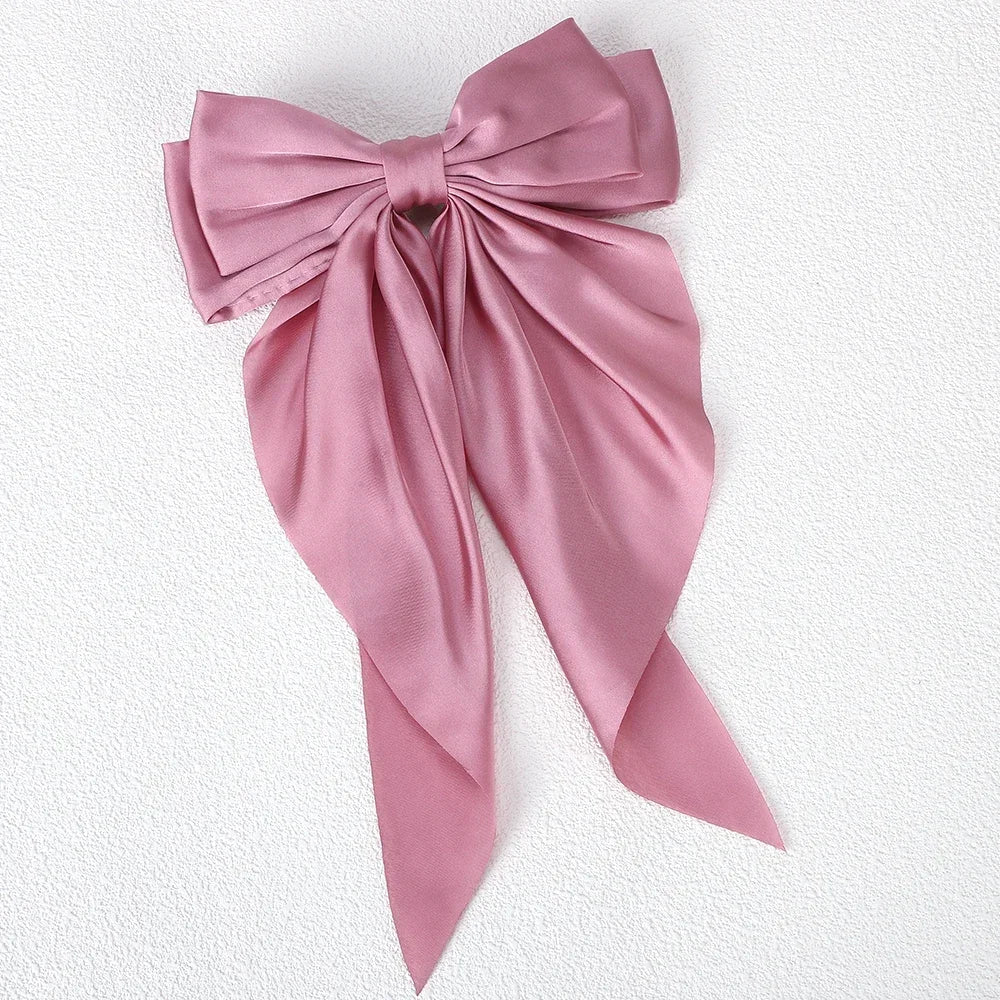 Polyester Chiffon Alloy Hair Barrettes for Girls with Big Bow