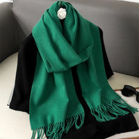 Women's Thick Warm Winter Polyester Scarf with Tassels