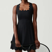 Women's Solid Color Nylon Lycra Yoga Tennis Dress, Above Knee Length