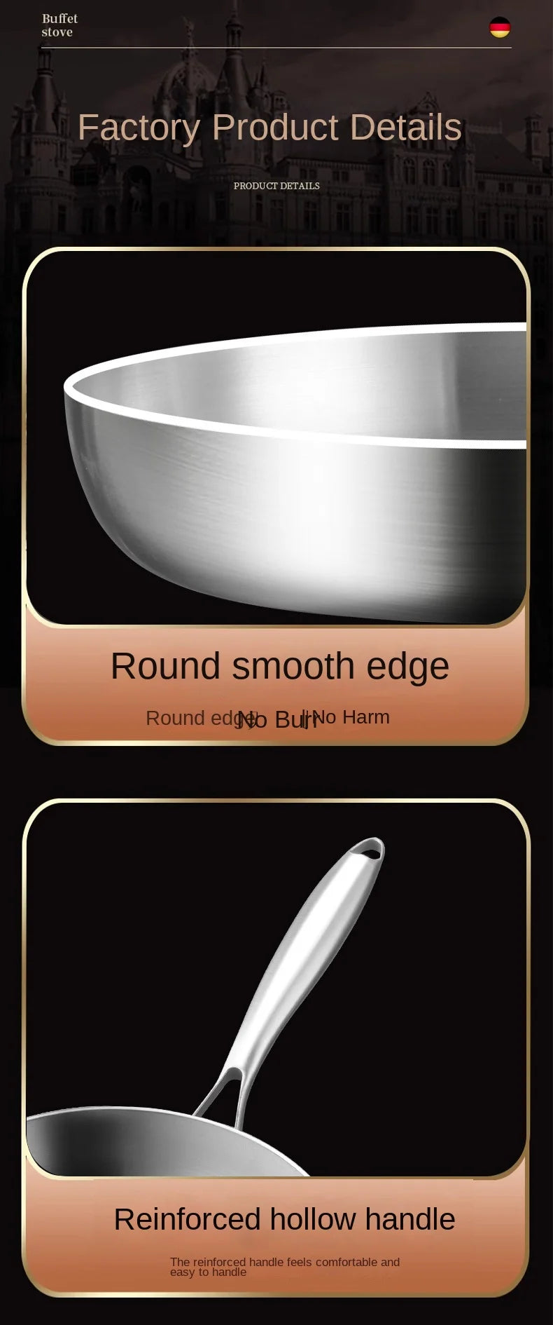 316 Stainless Steel Frying Pan Wok NonStick Pan Fried Steak Pot Uncoated Kitchen Cookware For Gas Stove and Induction Cooker Wok - Buy online at  Vibe In Cart.