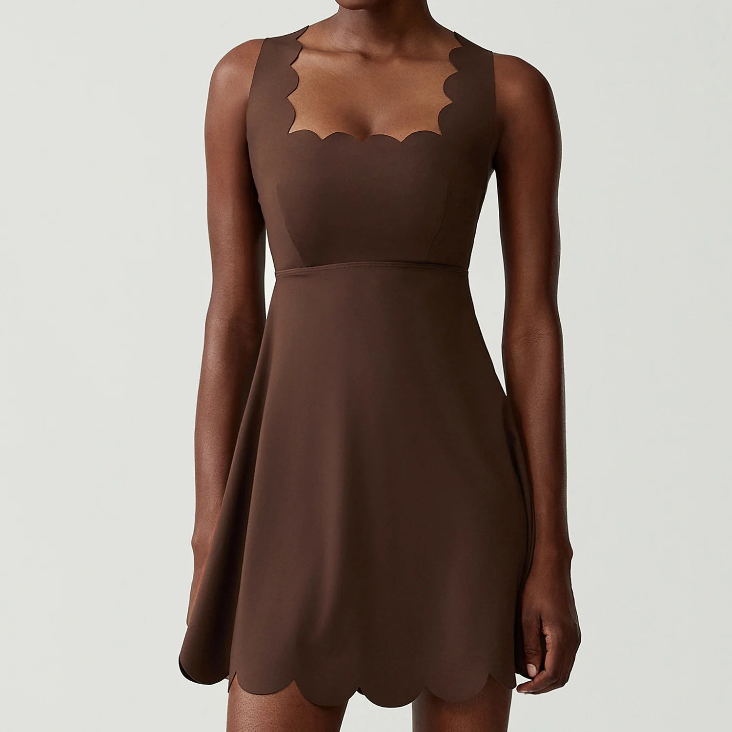 Women's Solid Color Nylon Lycra Yoga Tennis Dress, Above Knee Length