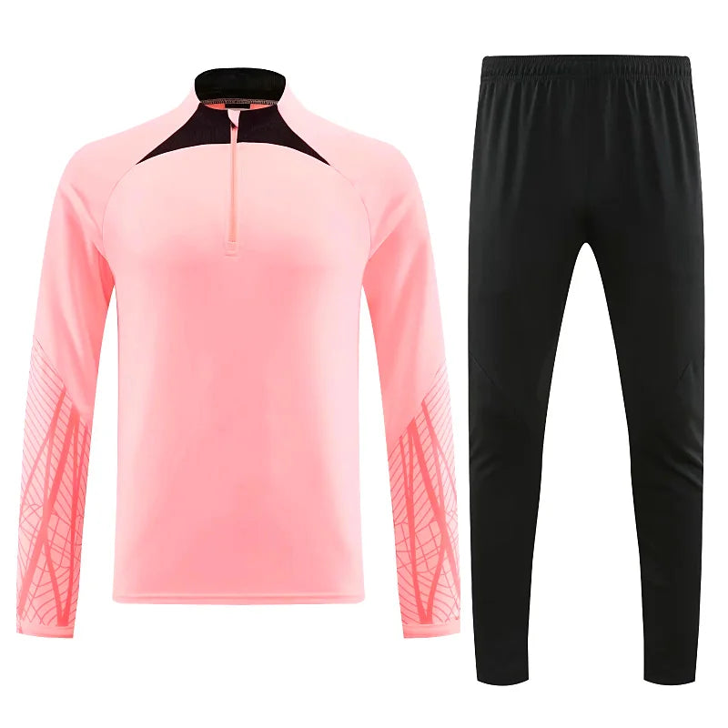 Long Sleeve Polyester Football Tracksuit Set for Men with Jacket and Pants