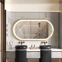 Gold Frame Oval Bathroom Mirror LED Lighted Anti-Fog Smart Vanity Mirror Anti-fog Dimmable Illuminated Innovative Makeup Mirror - Buy online at  Vibe In Cart.