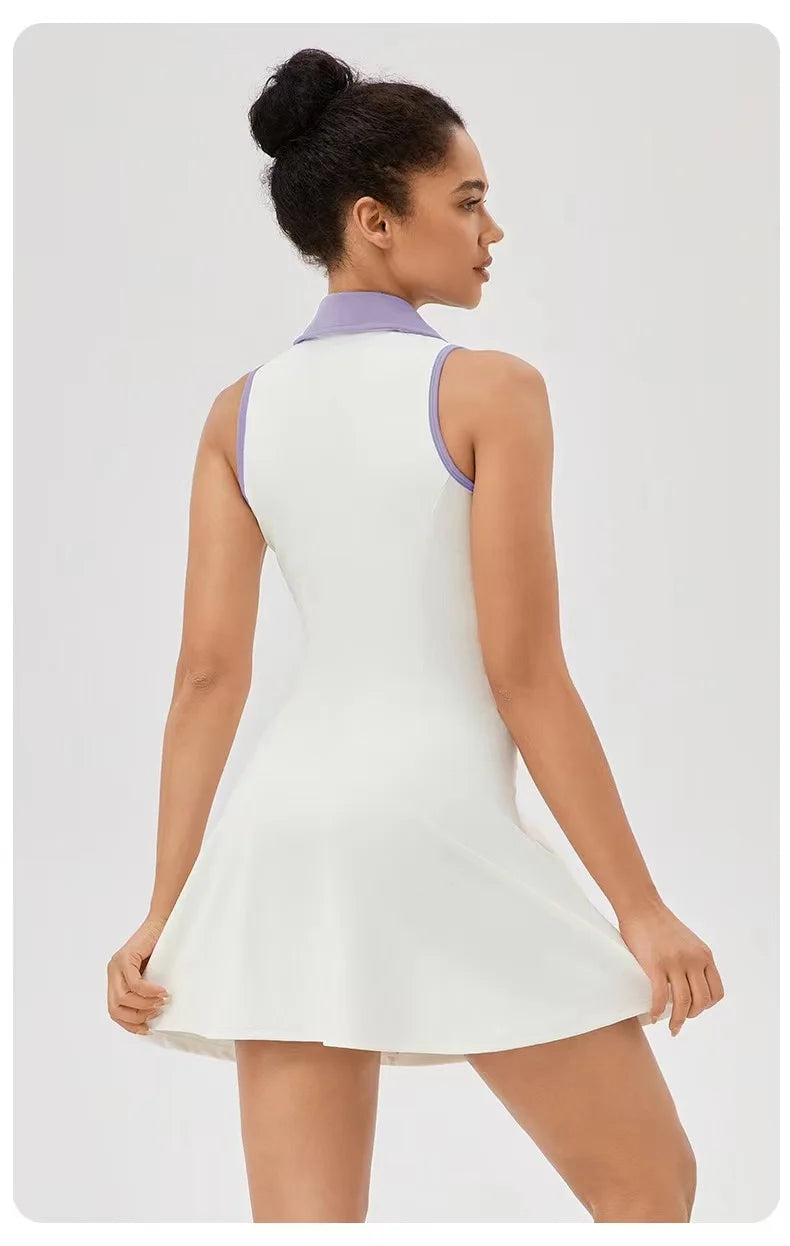 Women's High Stretch Tennis Dress with Shorts and Tummy Control