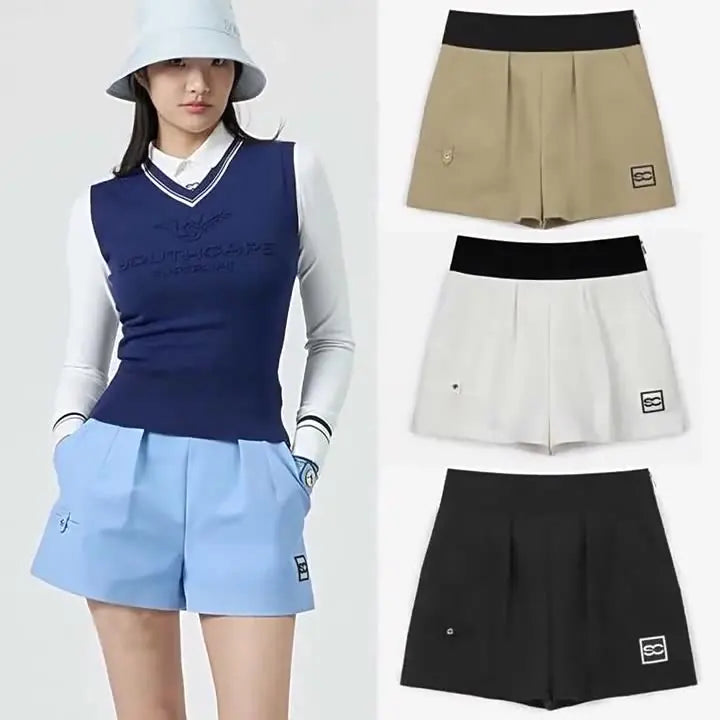 New Korean Golf Women's Outdoor Sports Versatile Quick-Dry High-Waisted Slim-Fit Elastic Waist Slimming Shorts