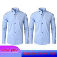 Men's Black 6XL Long-Sleeved Business Casual Polyester Shirt