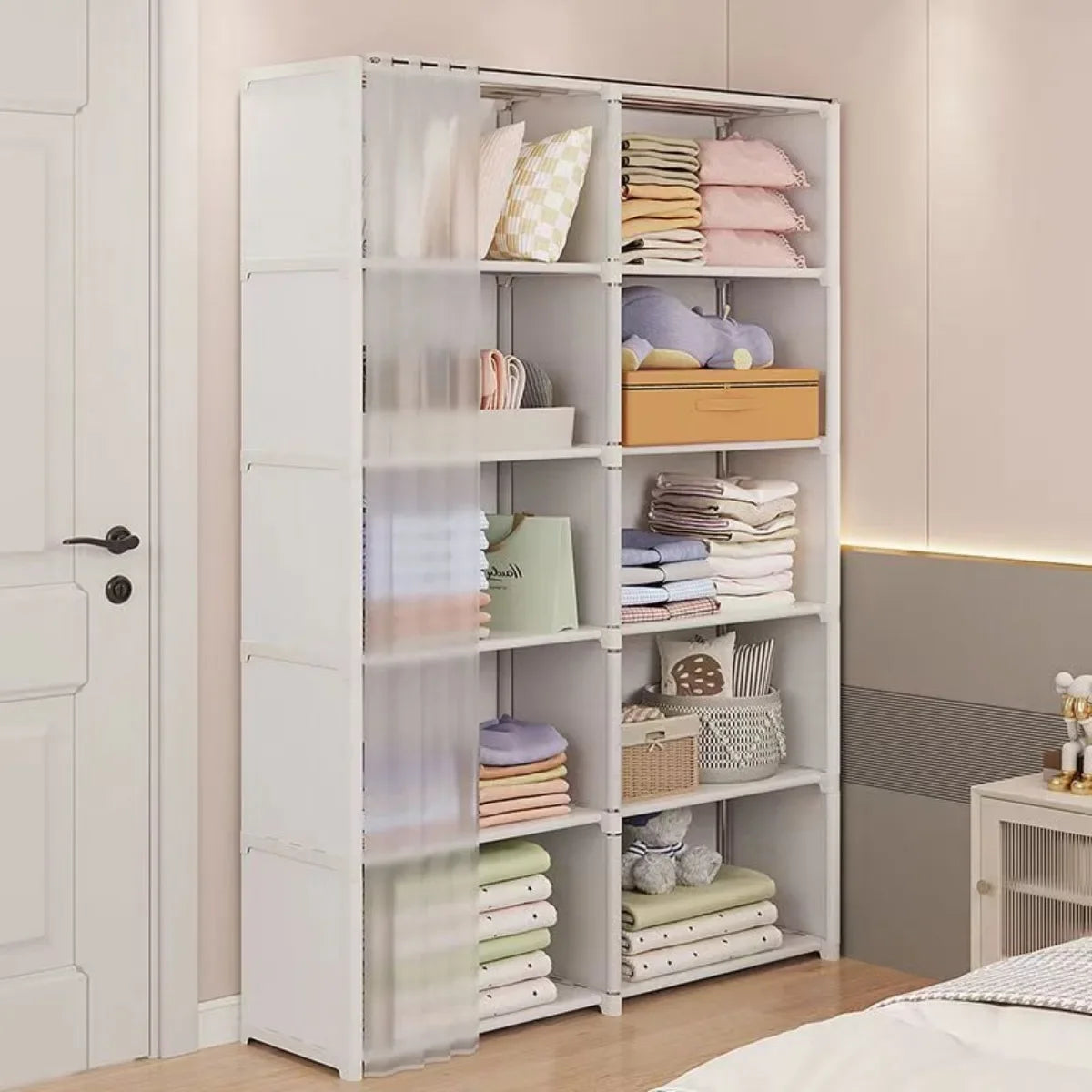 6/5 Layers Dustproof Wardrobe High Capacity Partition Bookshelf Bedroom Open Simple Assembly Storage Cabinet Bedroom Furniture - Buy online at  Vibe In Cart.