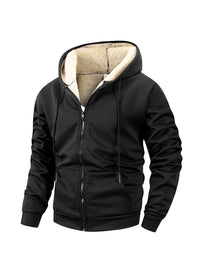 Winter Thick Fleece Zipper Hoodies Thicken Warm Jackets Long Sleeve Sweatshirts Casual Sports Fleece Black Coats Hooded Men Coat - Buy online at  Vibe In Cart.