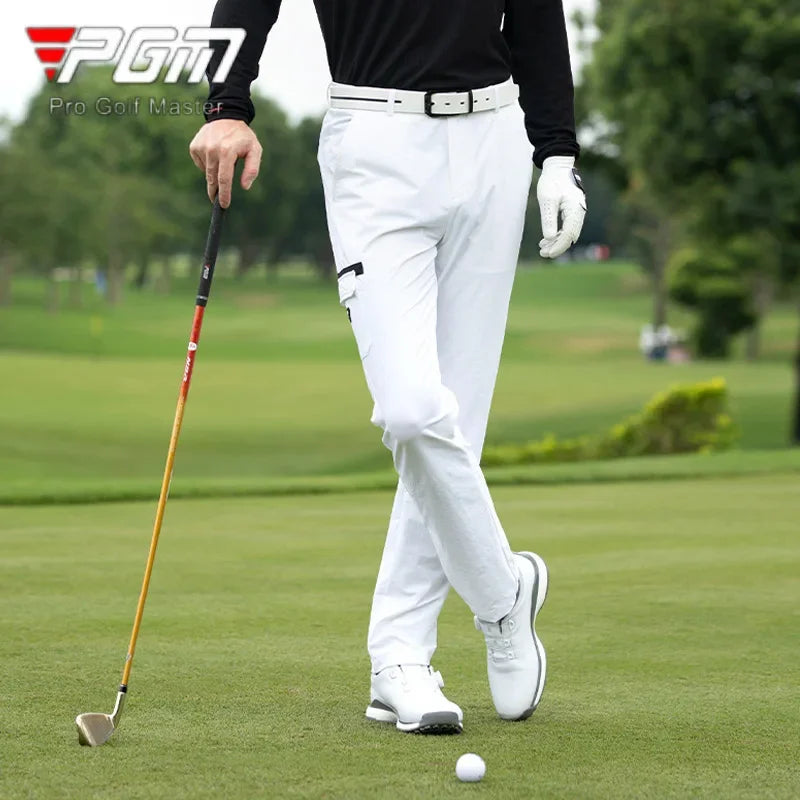 Men's Elastic Mid-Waist Golf Cargo Pants in Polyester, Sizes 2XS-3XL