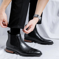 Genuine Leather Classic Men High Top Chelsea Ankle Boots High Quality Mens Casual Dress Business Shoes Comfy OutdoorBasic Boots - Buy online at  Vibe In Cart.