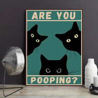 Art quote you are pooping black cat kitten reading newspaper in toilet funny animal poster retro art living room decoration - Buy online at  Vibe In Cart.