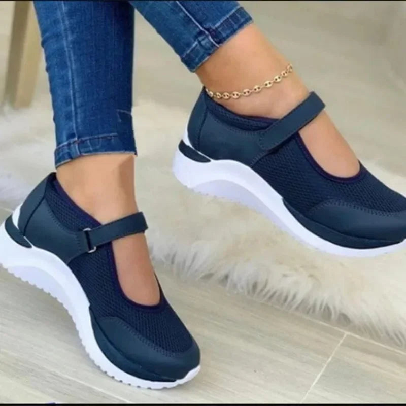 Zapatos De Suela White De Punto De Cabeza Redonda Para Mujer, Zapatillas Informales De Rejilla, Talla Grande 36-43 Women Shoes - Buy online at  Vibe In Cart.