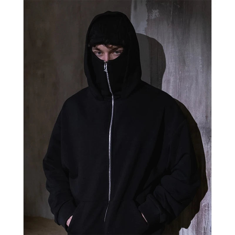 Men's Double Hat Mask Zipper Design Winter Windproof Hoodie Sports Jacket Outdoor Activities Hiking Travel Running Sweatshirt ﻿ - Buy online at  Vibe In Cart.
