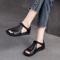 Women's Open-Toe Flat Sandals with Cross Strap and Adjustable Ankle Strap