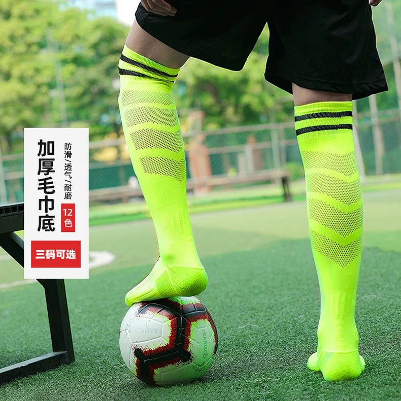 Towel Bottom Soccer Socks Breathable Knee High Training Long Stocking Adults Youths Kids Practical Competition Football Socks - Buy online at  Vibe In Cart.