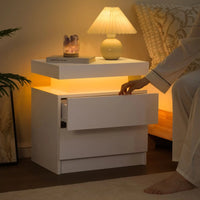 Cubehom LED Nightstands with 2 Drawers, End Table with RGB LED Lights for Bedroom Living Room, White Bedside Table - Buy online at  Vibe In Cart.
