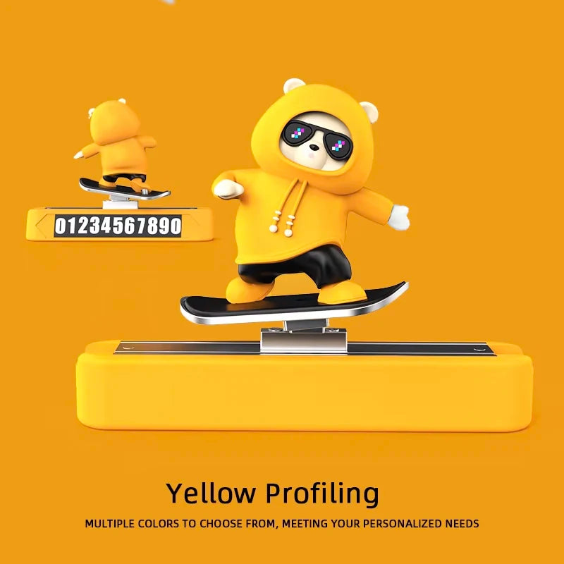 New Dashboard Car Decorations Skateboard Bear Magnetic Parking Number Plate Creative Car Cartoon Interior Interior Accessories - Buy online at  Vibe In Cart.