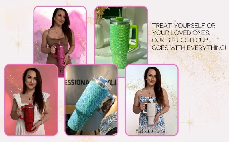 40oz Rhinestone Tumbler Stainless Steel Straw Women Cup Shiny Diamond Travel Car Thermoses Coffee Mug Water Bottle Drinkware - Buy online at  Vibe In Cart.