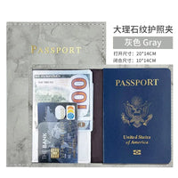 PU Leather Passport Case with Marble Design, 14cm x 10cm