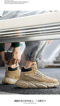 New autumn and winter high top and plush thick cotton shoes for men, casual, non slip, thick soled, cold resistant, warm cotton - Buy online at  Vibe In Cart.