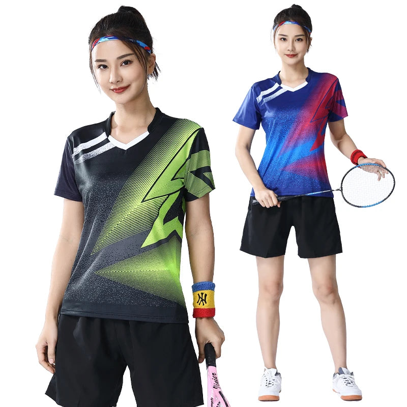 Women Table Tennis T-shirts Gradient Prints Badminton Sports Shirt Quick Dry Team Sportswear Tee Polyester Training Short Sleeve - Buy online at  Vibe In Cart.