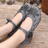 Women Fashion Plus Size Black Floral Pattern Dance Flat Shoes Lady Retro Chinese Traditional Hotel Work Grey Shoes & Flats A104 - Buy online at  Vibe In Cart.