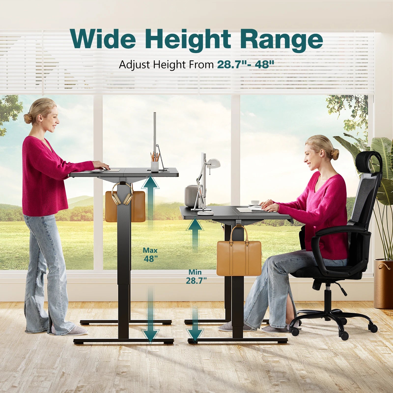 JHK Electric Standing Computer Desk Height Adjustable Workstation Ergonomic Work Table with Metal Frame For Home Office - Buy online at  Vibe In Cart.