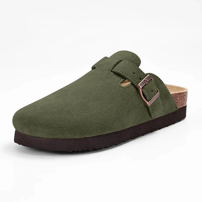 Men's Outdoor Slippers with Cow Suede Lining and EVA Insole