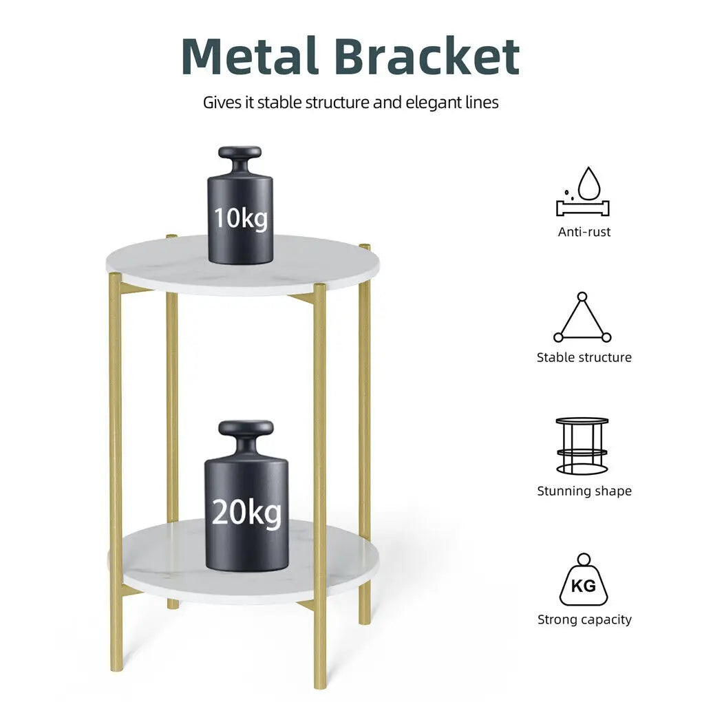 LUVODI 2-Tier Round Coffee End Tables Sofa Side Table Plant Stand with Storage Shelf Metal Frame for Living Room Bedroom - Buy online at  Vibe In Cart.