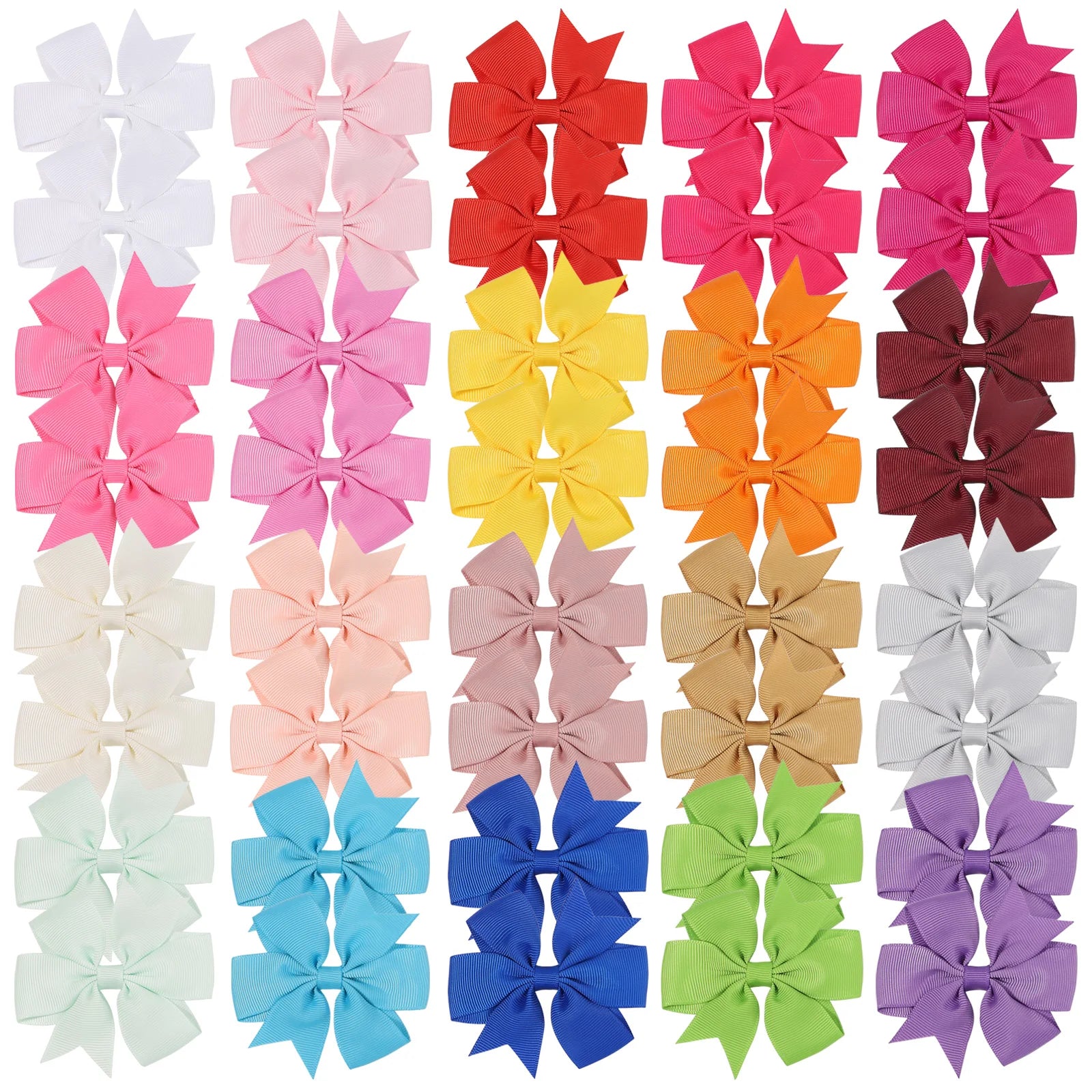 Kids Bow Hair Clip Set With 20 Or 40 Pieces, Random Colors, Grosgrain Ribbon